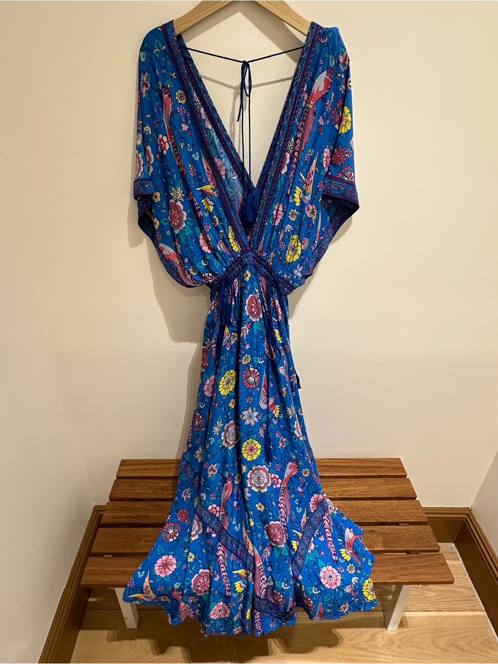 Vivid Blue Floral Tie-Back Maxi Dress - Picture 3 of 6